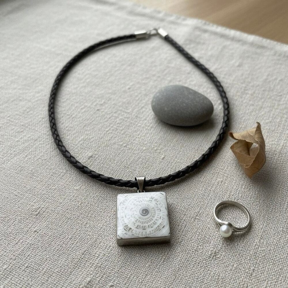 Beautiful Shiva Eye (Pacific Cat’s Eye) Shell Sterling Silver Necklace